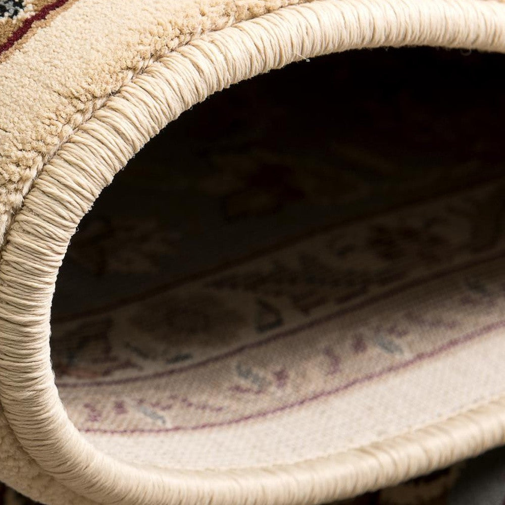 HomeRoots 2' x 10' Cream and Blue Traditional Runner Rug