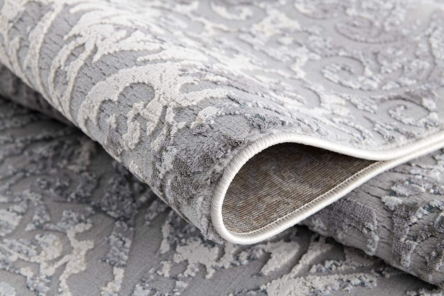 HomeRoots 2' x 10' Cream and Gray Faded Filigree Runner Rug