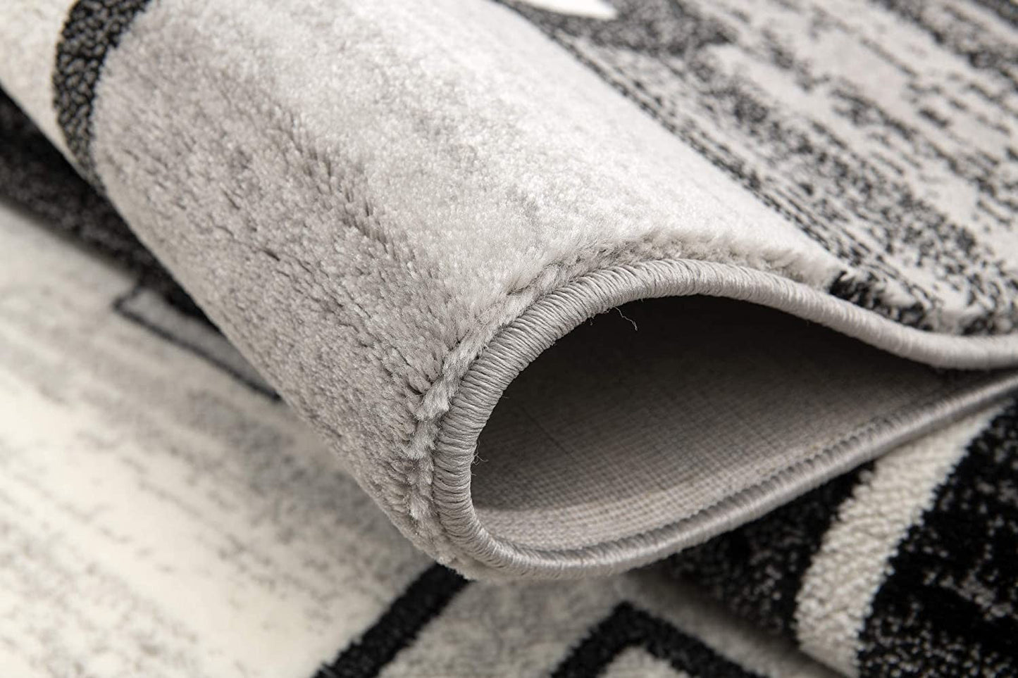 HomeRoots 2' x 10' Gray Asymmetric Blocks Runner Rug