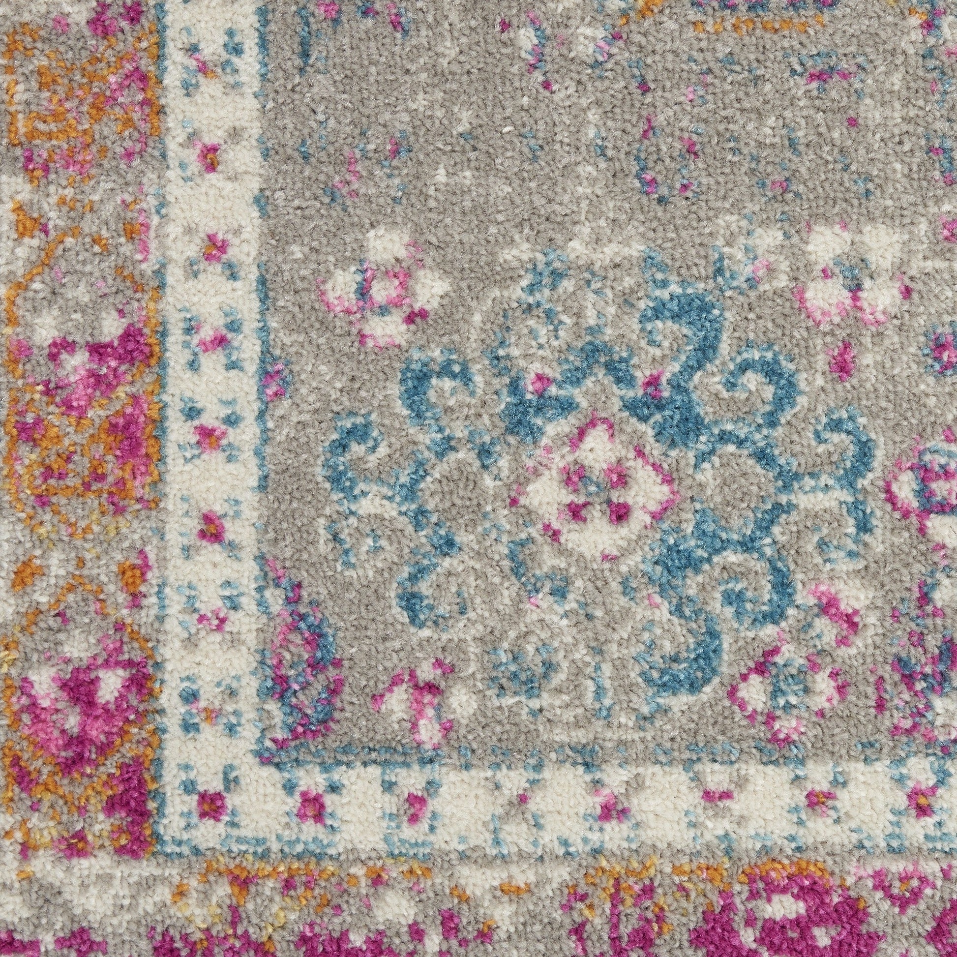 HomeRoots 2' x 10' Gray Distressed Ornamental Runner Rug
