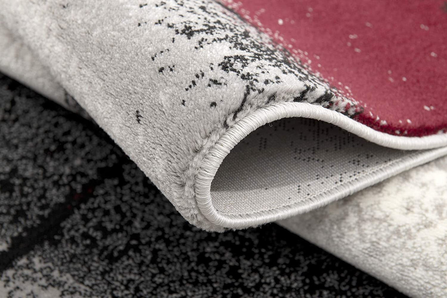 HomeRoots 2' x 10' Gray and Burgundy Abstract Runner Rug