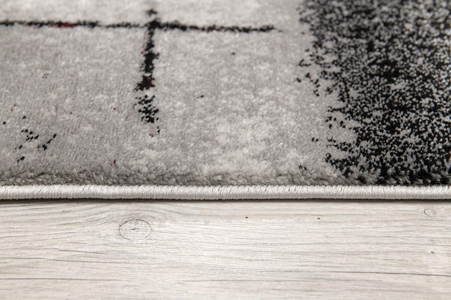 HomeRoots 2' x 10' Gray and Burgundy Abstract Runner Rug