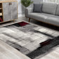 HomeRoots 2' x 10' Gray and Burgundy Abstract Runner Rug