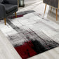 HomeRoots 2' x 10' Gray and Burgundy Abstract Runner Rug
