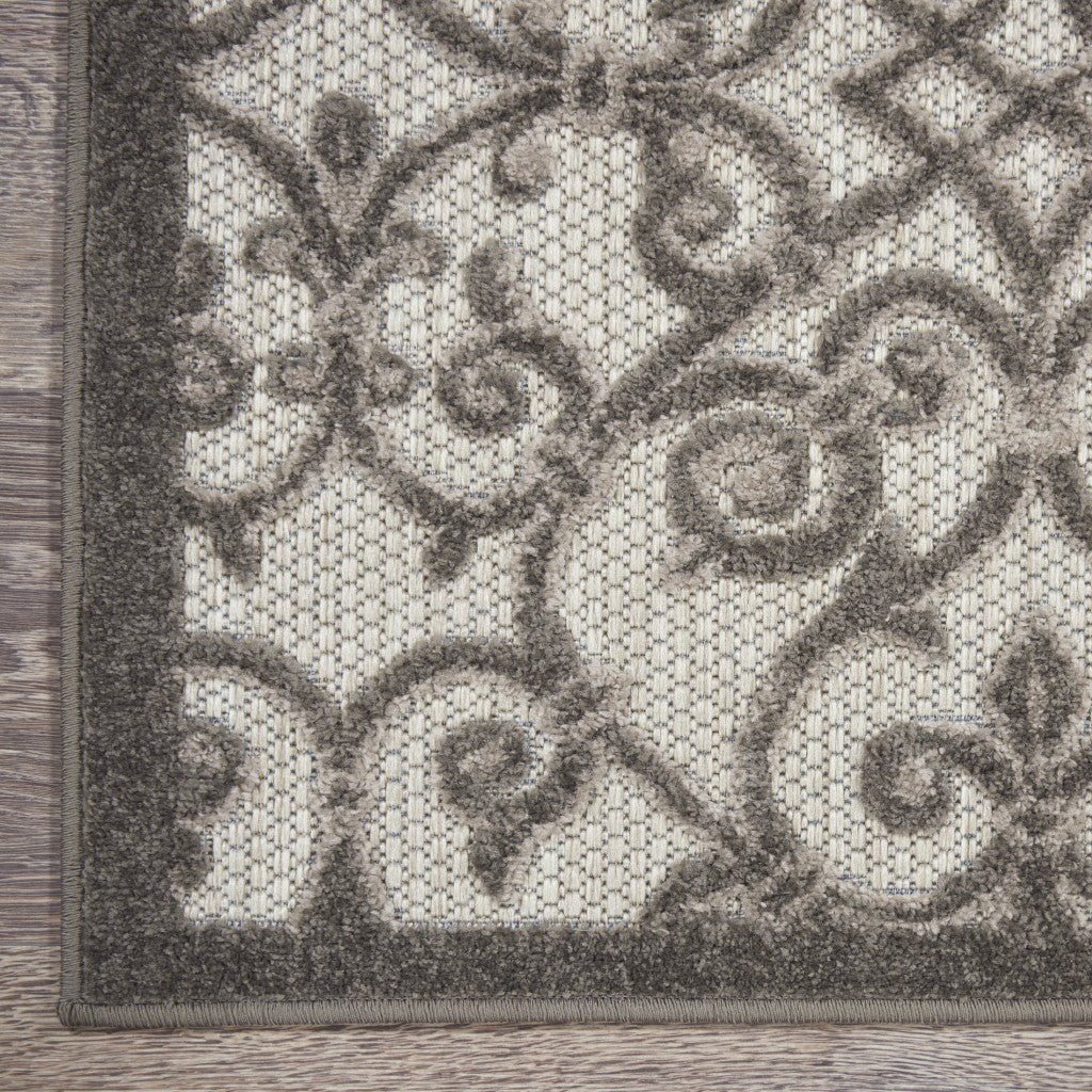 HomeRoots 2' x 10' Gray and Charcoal Indoor Outdoor Runner Rug