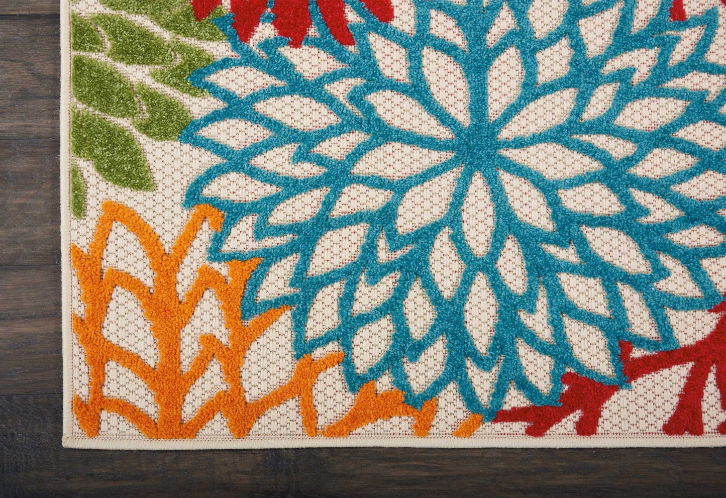 HomeRoots 2’ x 10’ Green Floral Indoor Outdoor Runner Rug