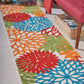 HomeRoots 2’ x 10’ Green Floral Indoor Outdoor Runner Rug