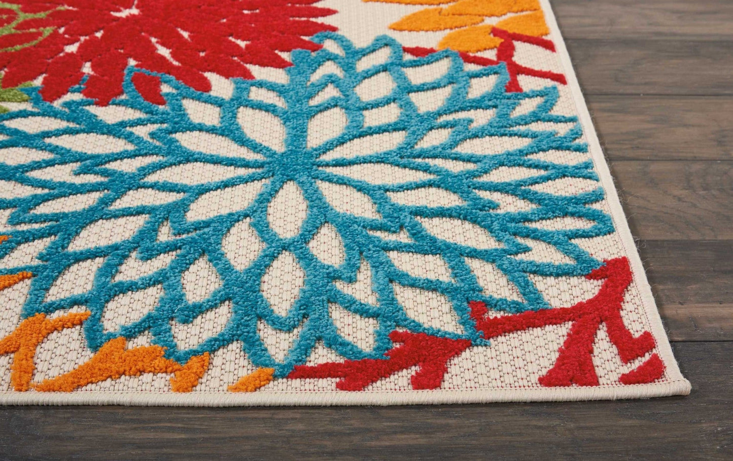 HomeRoots 2’ x 10’ Green Floral Indoor Outdoor Runner Rug