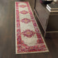HomeRoots 2' x 10' Ivory and Fuchsia Distressed Runner Rug