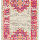 HomeRoots 2' x 10' Ivory and Fuchsia Distressed Runner Rug