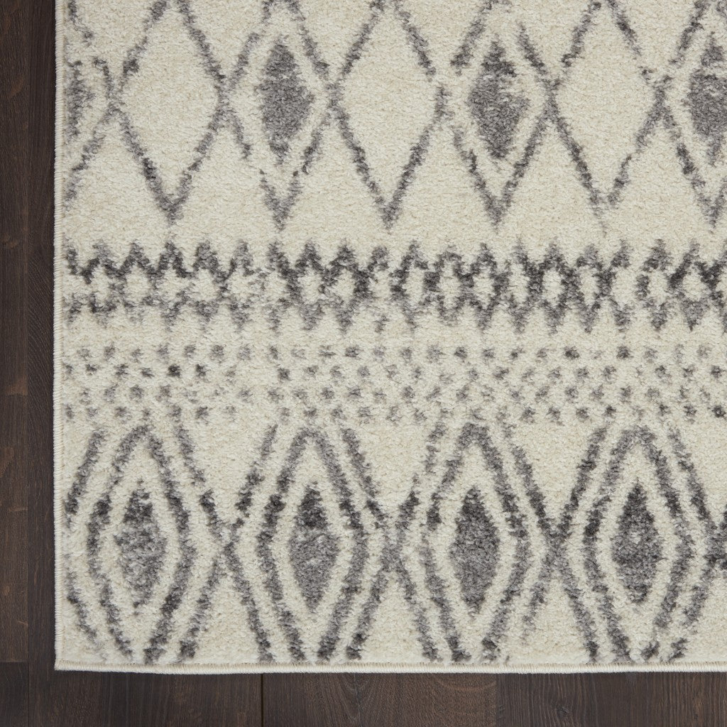 HomeRoots 2' x 10' Ivory and Gray Berber Pattern Runner Rug