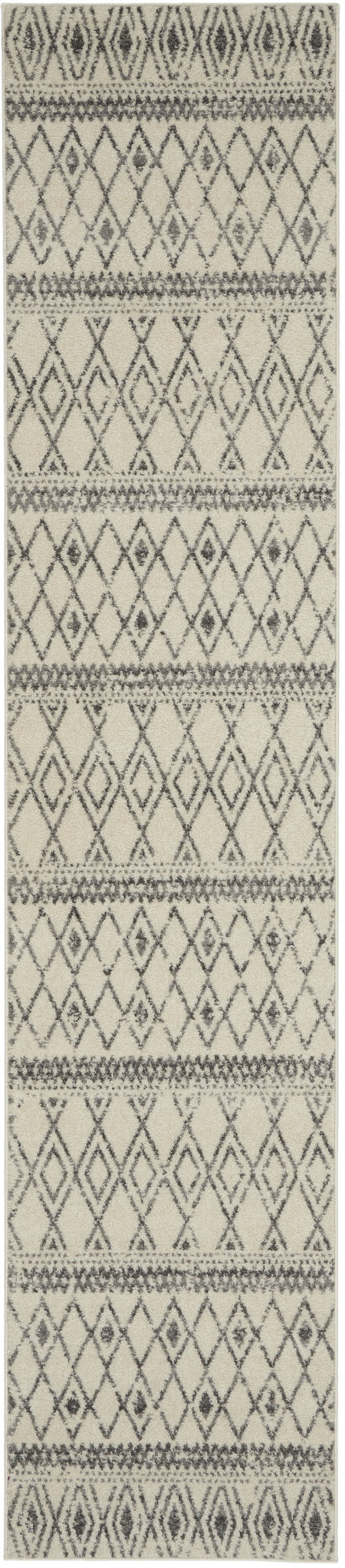 HomeRoots 2' x 10' Ivory and Gray Berber Pattern Runner Rug