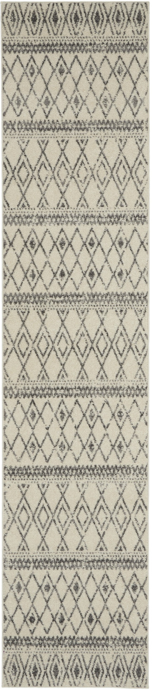 HomeRoots 2' x 10' Ivory and Gray Berber Pattern Runner Rug