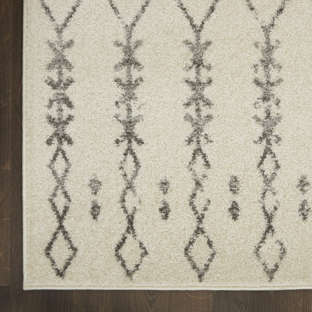 HomeRoots 2' x 10' Ivory and Gray Geometric Runner Rug
