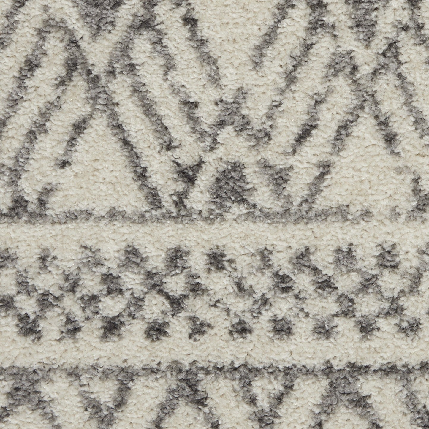 HomeRoots 2’ x 10’ Ivory and Gray Geometric Runner Rug