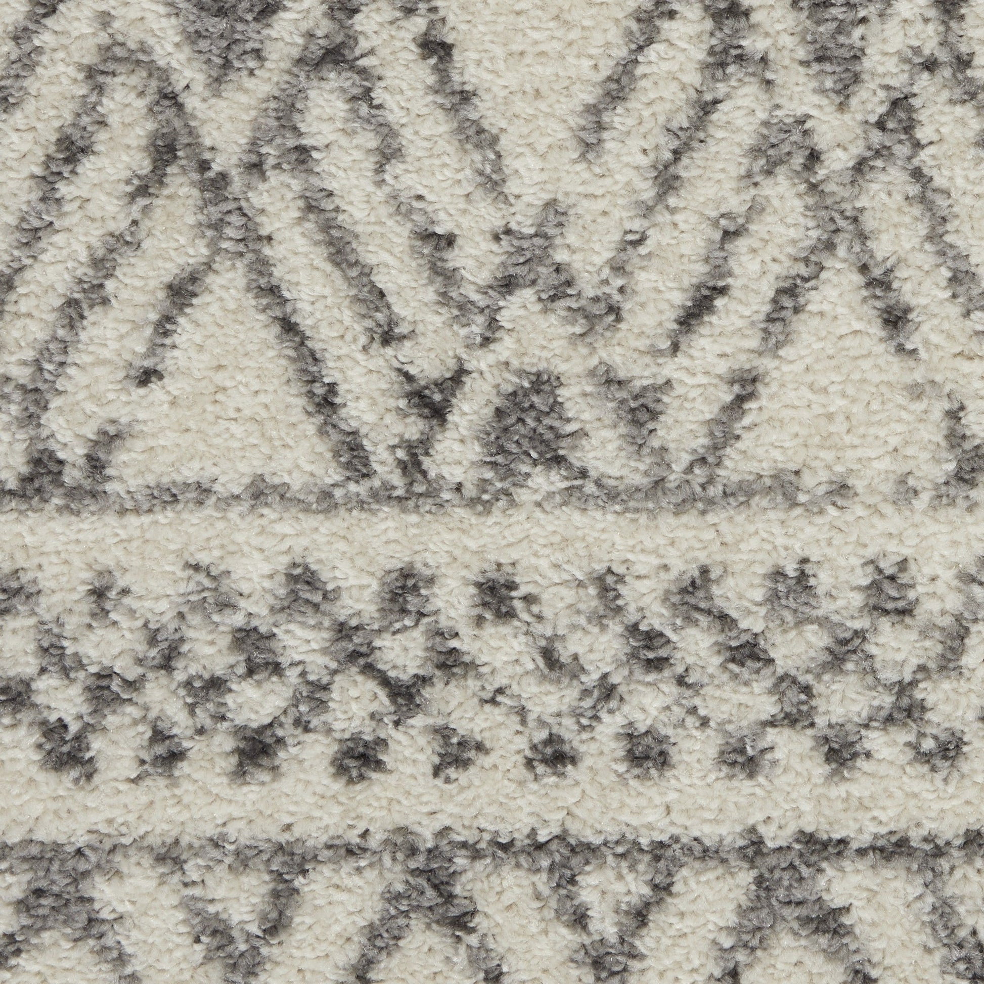 HomeRoots 2’ x 10’ Ivory and Gray Geometric Runner Rug