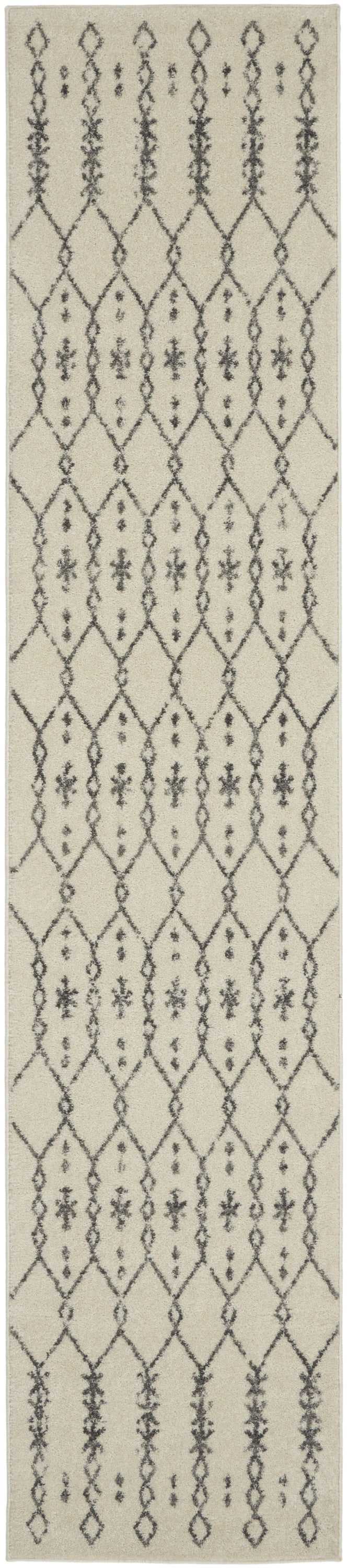 HomeRoots 2' x 10' Ivory and Gray Geometric Runner Rug