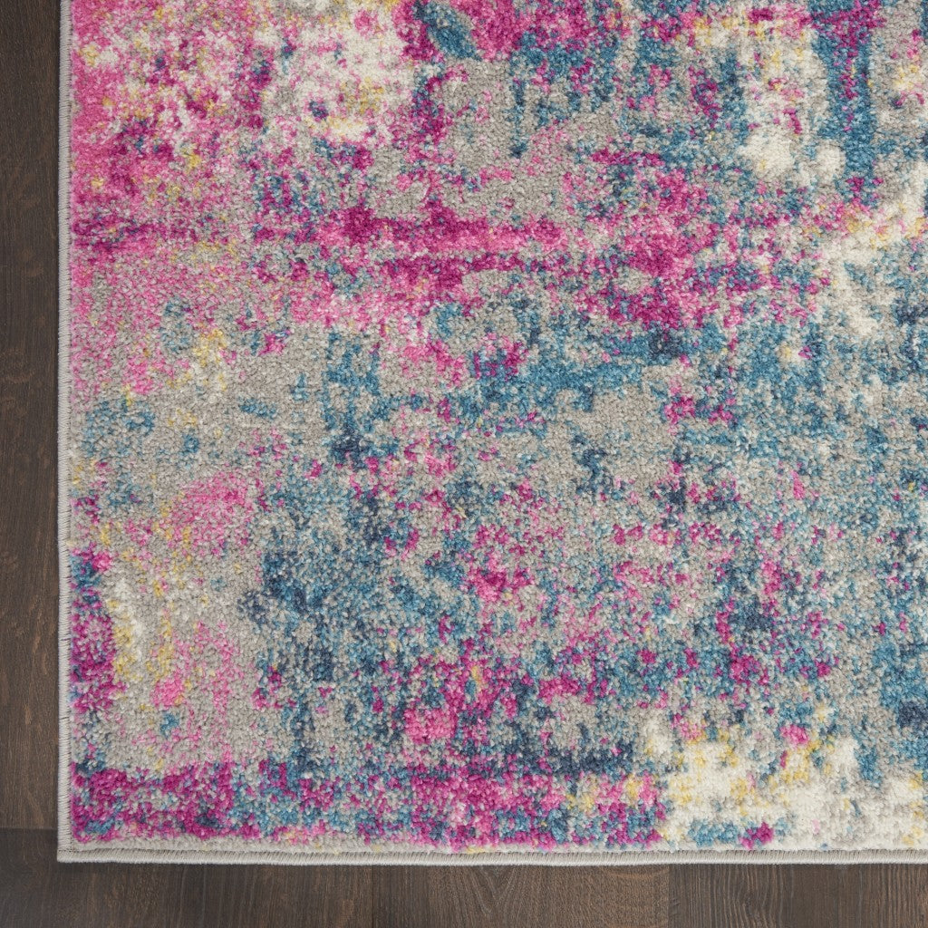 HomeRoots 2' x 10' Ivory and Multi Abstract Runner Rug
