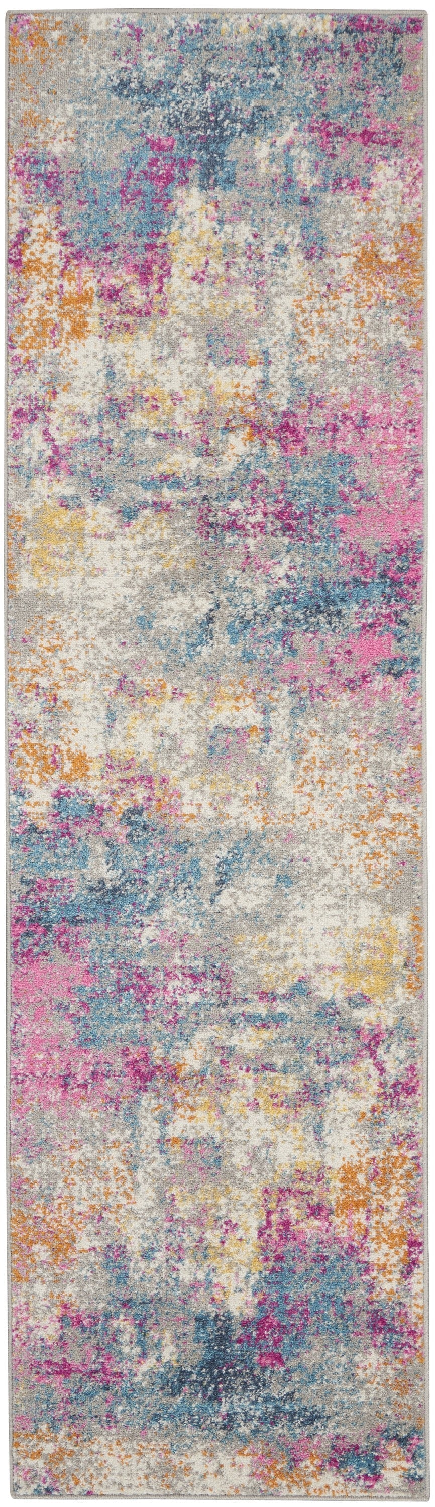 HomeRoots 2' x 10' Ivory and Multi Abstract Runner Rug