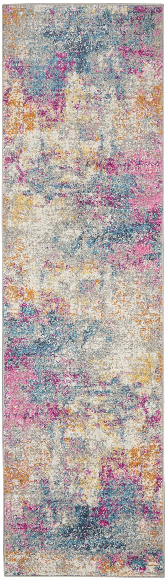 HomeRoots 2' x 10' Ivory and Multi Abstract Runner Rug