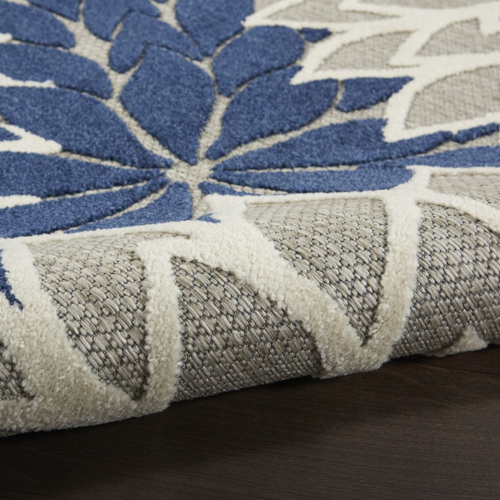 HomeRoots 2’ x 10’ Ivory and Navy Indoor Outdoor Runner Rug