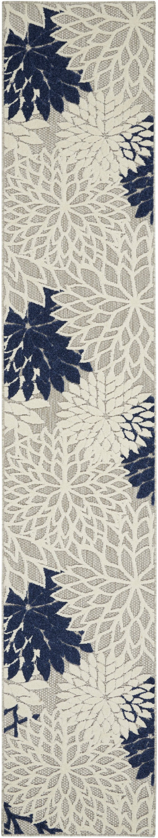HomeRoots 2’ x 10’ Ivory and Navy Indoor Outdoor Runner Rug