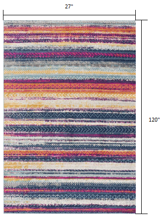 HomeRoots 2' x 10' Multicolor Irregular Striped Runner Rug