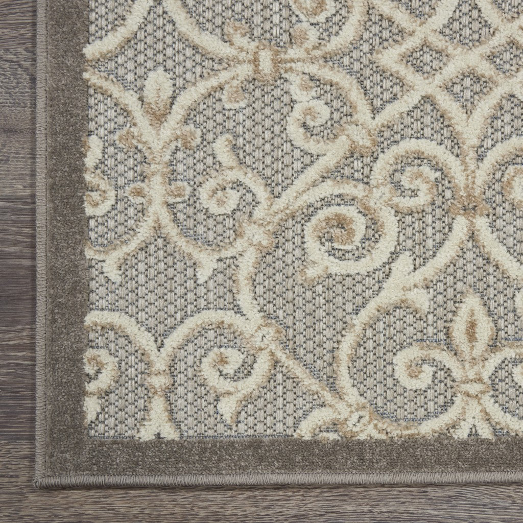 HomeRoots 2' x 10' Natural and Gray Indoor Outdoor Runner Rug
