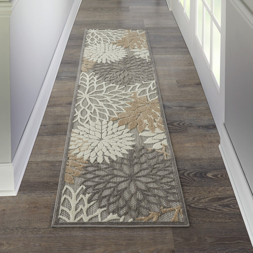 HomeRoots 2’ x 10’ Natural and Gray Indoor Outdoor Runner Rug