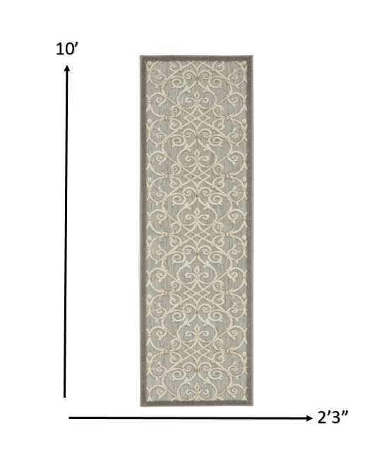 HomeRoots 2' x 10' Natural and Gray Indoor Outdoor Runner Rug