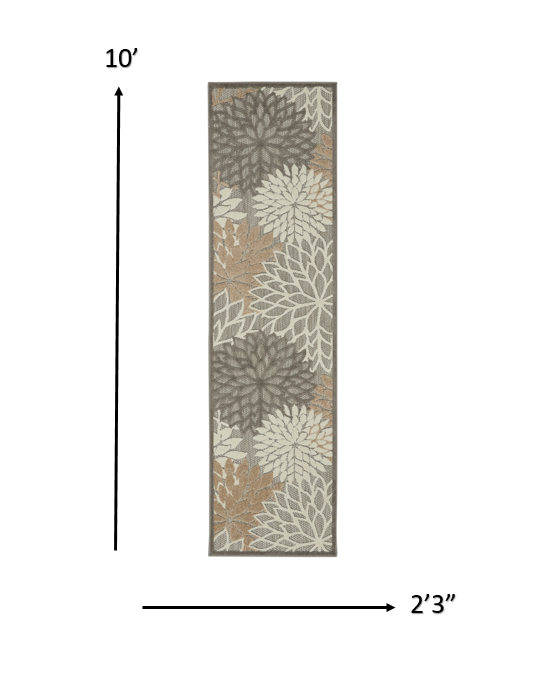 HomeRoots 2’ x 10’ Natural and Gray Indoor Outdoor Runner Rug