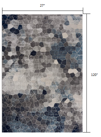 HomeRoots 2' x 10' Navy Blue Cobblestone Pattern Runner Rug