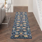 HomeRoots 2' x 10' Navy Blue Floral Buds Runner Rug
