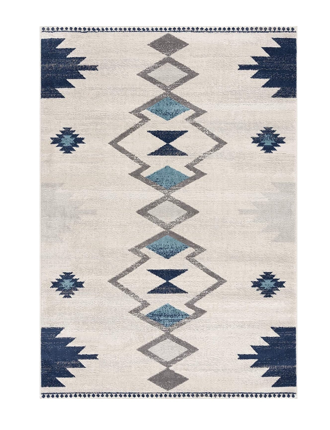 HomeRoots 2' x 10' Navy and Ivory Tribal Pattern Runner Rug