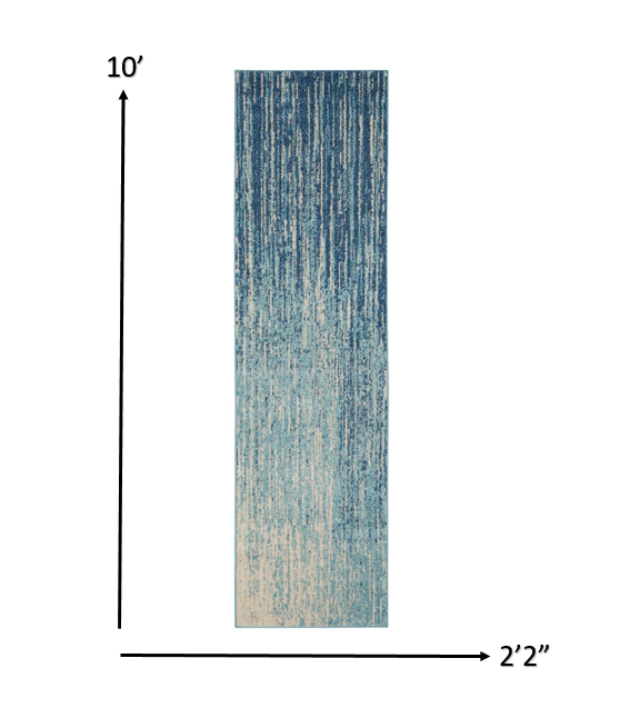 HomeRoots 2' x 10' Navy and Light Blue Abstract Runner Rug