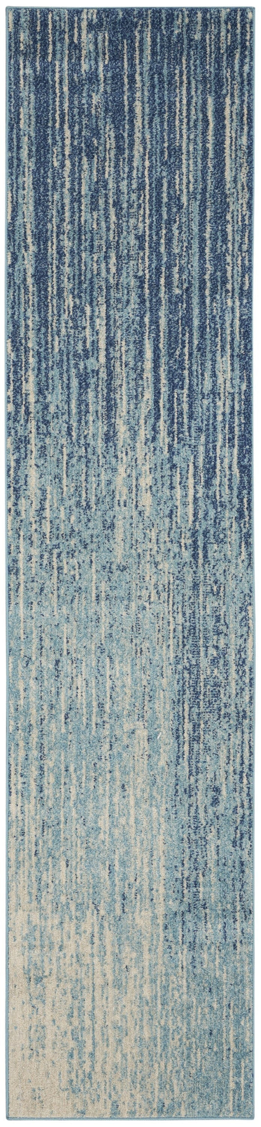 HomeRoots 2' x 10' Navy and Light Blue Abstract Runner Rug
