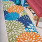 HomeRoots 2’ x 10' Orange Outdoor Runner Rug With Floral Finish