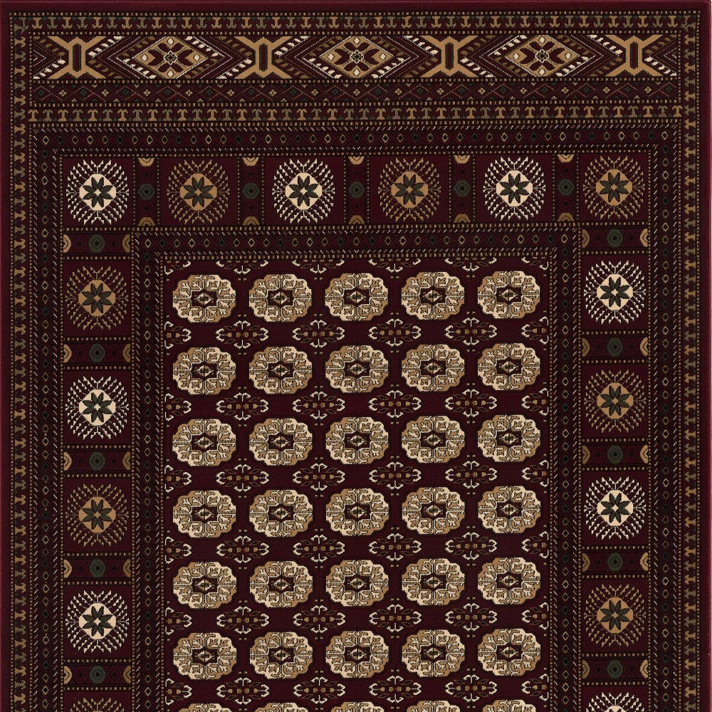 HomeRoots 2' x 10' Red Eclectic Geometric Pattern Runner Rug