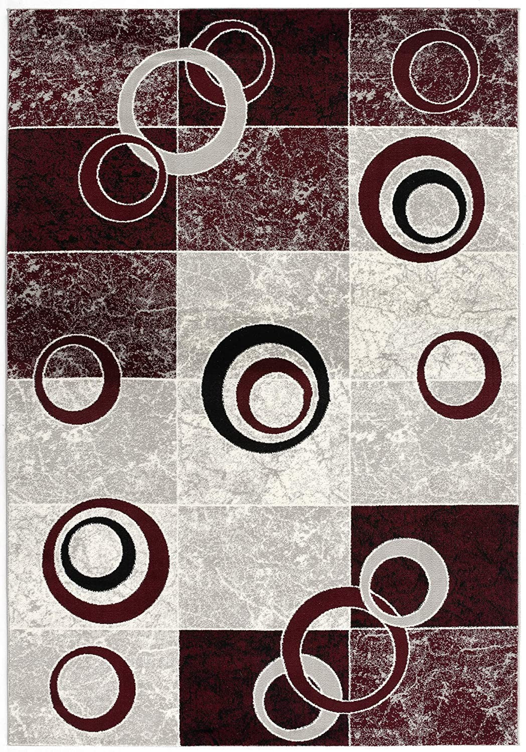 HomeRoots 2' x 10' Red and White Inverse Circles Runner Rug