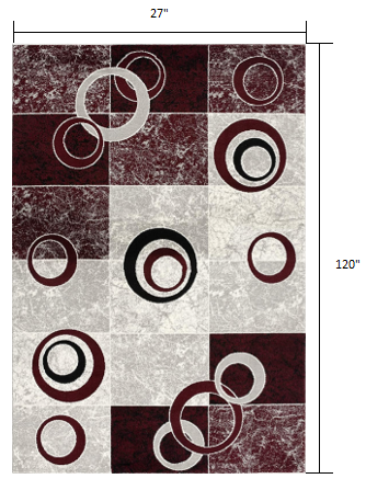 HomeRoots 2' x 10' Red and White Inverse Circles Runner Rug