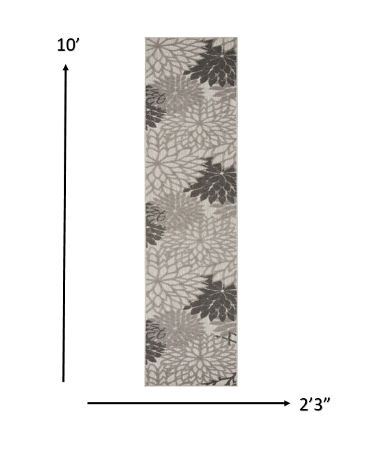 HomeRoots 2' x 10' Silver and Gray Indoor Outdoor Runner Rug