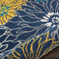 HomeRoots 2’ x 10’ Tropical Flower Runner Rug in Blue Finish