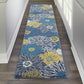 HomeRoots 2’ x 10’ Tropical Flower Runner Rug in Blue Finish