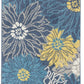 HomeRoots 2’ x 10’ Tropical Flower Runner Rug in Blue Finish