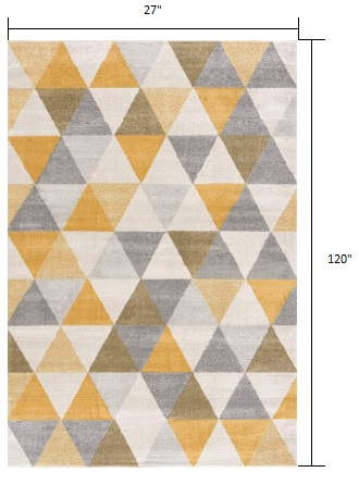 HomeRoots 2' x 10' Yellow Triangular Lattice Runner Rug