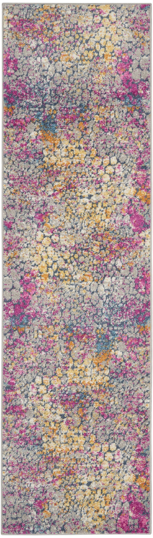 HomeRoots 2' x 10' Yellow and Pink Coral Reef Runner Rug