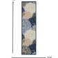 HomeRoots 2’ x 12’ Blue Large Floral Indoor Outdoor Runner Rug