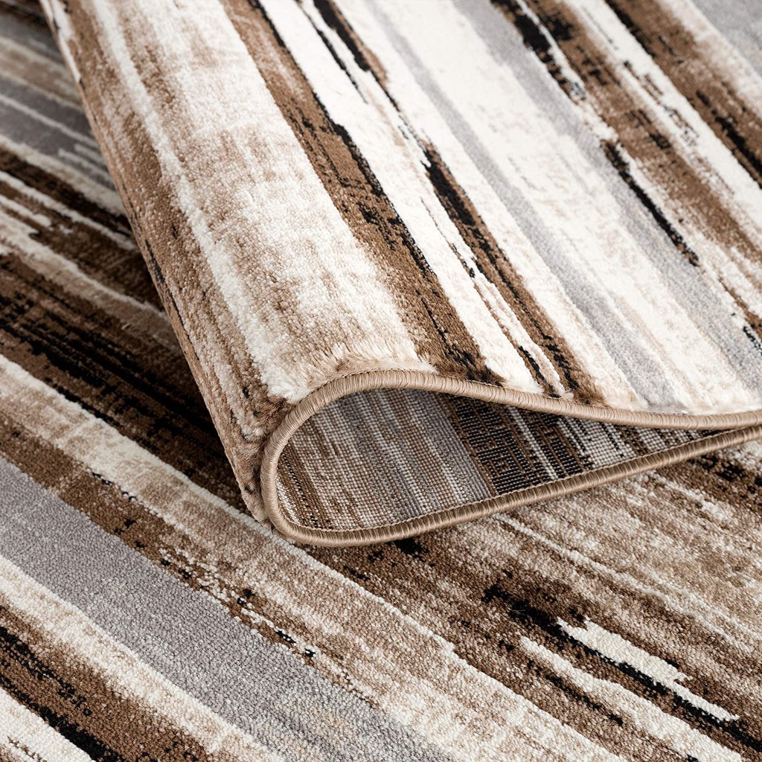 HomeRoots 2' x 13' Beige Rustic Strokes Runner Rug