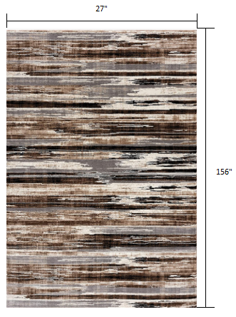 HomeRoots 2' x 13' Beige Rustic Strokes Runner Rug