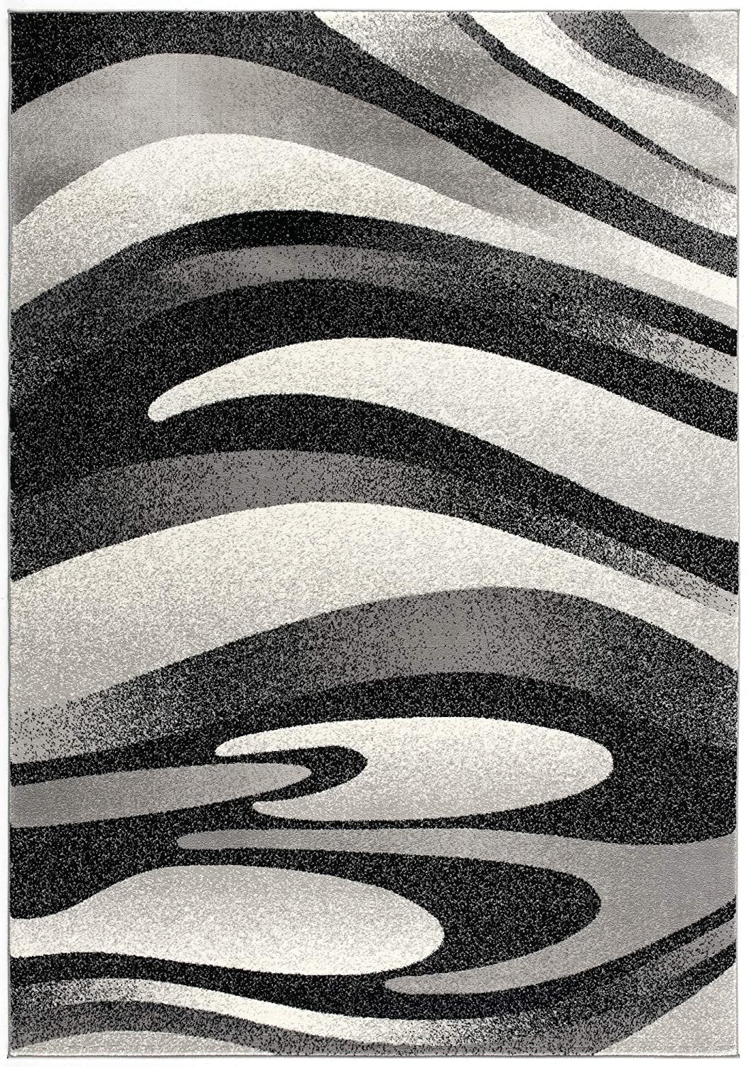 HomeRoots 2' x 13' Black and Gray Abstract Marble Runner Rug